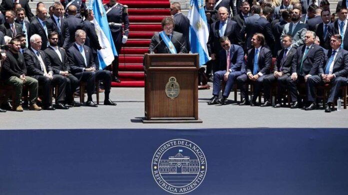 Javier Milei en su discurso de asunción como Presidente de la Nación