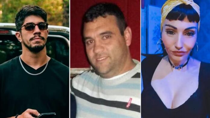 Los tres acusados: Claudio Barrelier, Osvaldo Fassetta y Soledad Andreani.
